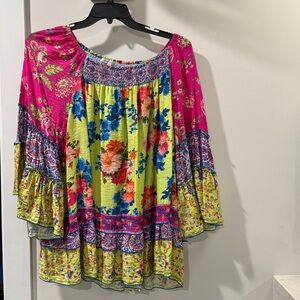 John Mark Pink and Yellow Floral Blouse